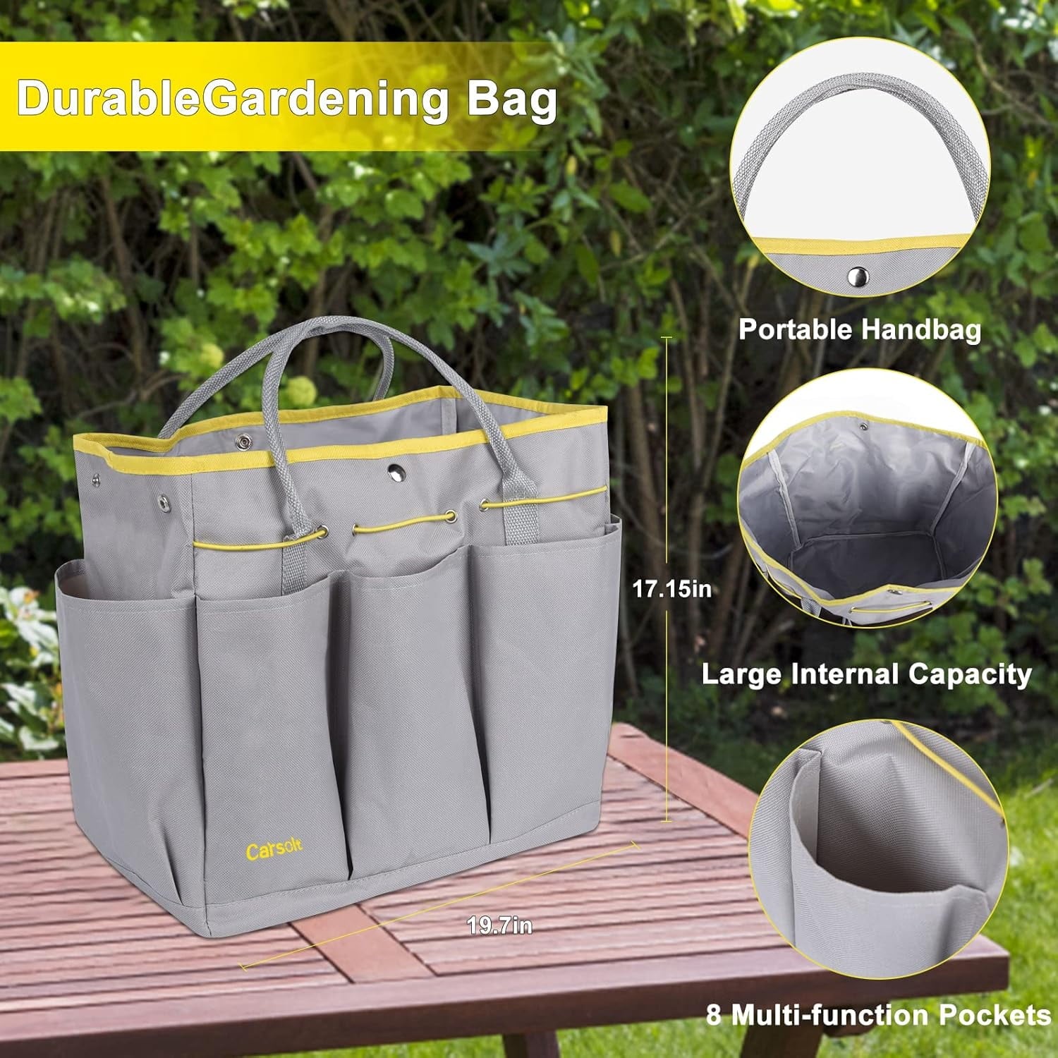 Garden Tool Set, Carsolt 10 Piece Stainless Steel Heavy Duty Gardening Tool Set for Digging Planting Pruning Gardening Kit with Durable Bag - Image 2