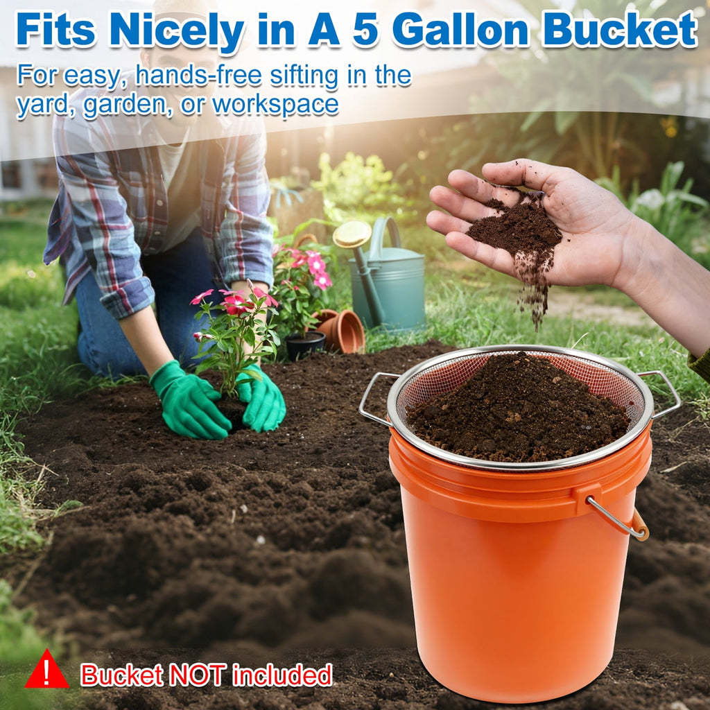 Soil Sifter for Gardening, 3Pcs Heavy Duty Rock Sifter Garden Sieve with Handles for 5 Gallon Bucket, 1/4, 1/8, 3/8 I... - Image 5