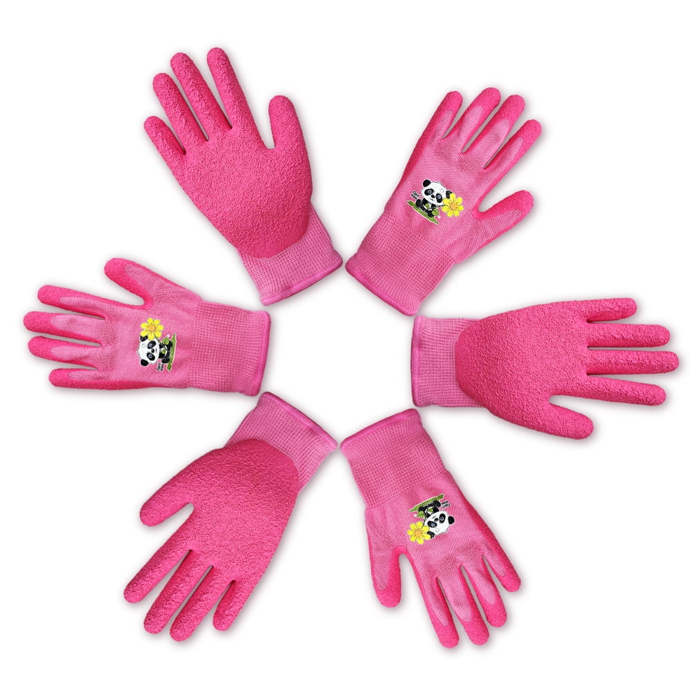 Girls Pink Garden Gloves,3-6 Years Toddler, DIY, Kindergarten,Outdoor, Soft Knitted Liner, Palm Natural Rubber Coated For Water and Dirty Re - Image 3