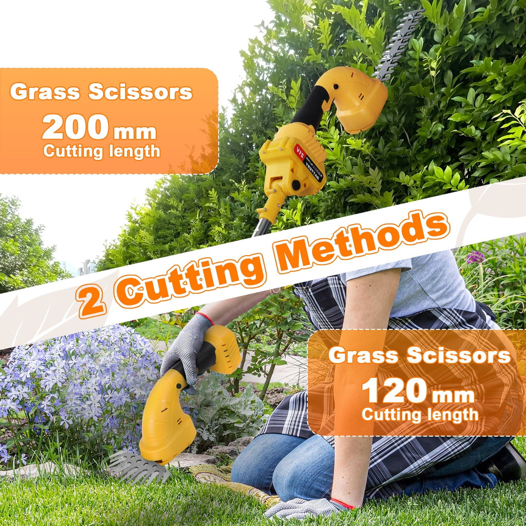 Cordless Hedge Trimmer with Extension Pole, 21V 2-in-1 Grass Shear & Shrub Cutter, 30-40 Min Runtime, 16/19mm Branch ... - Image 4