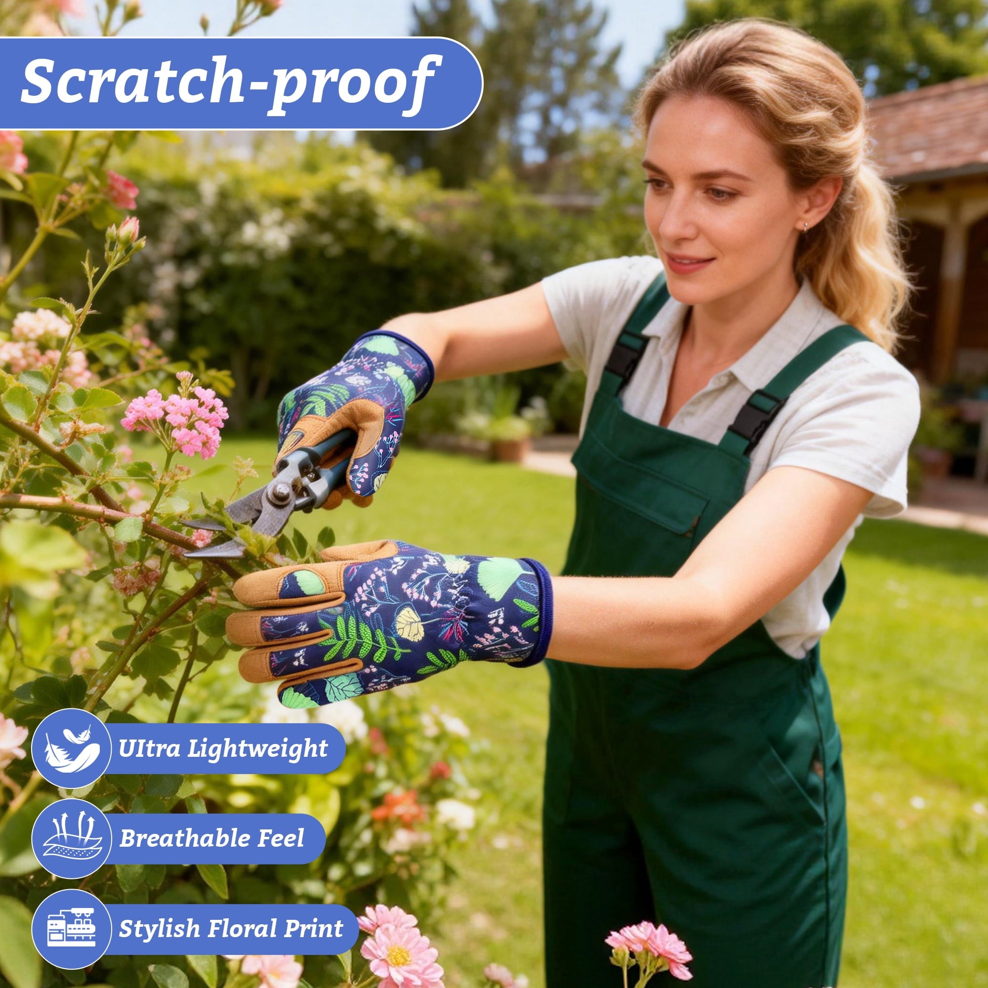 Gardening Gloves for Women, Leather Work Gloves Gardening Thorn Proof, Garden Gloves for Women Gardening Gifts, Breat... - Image 4