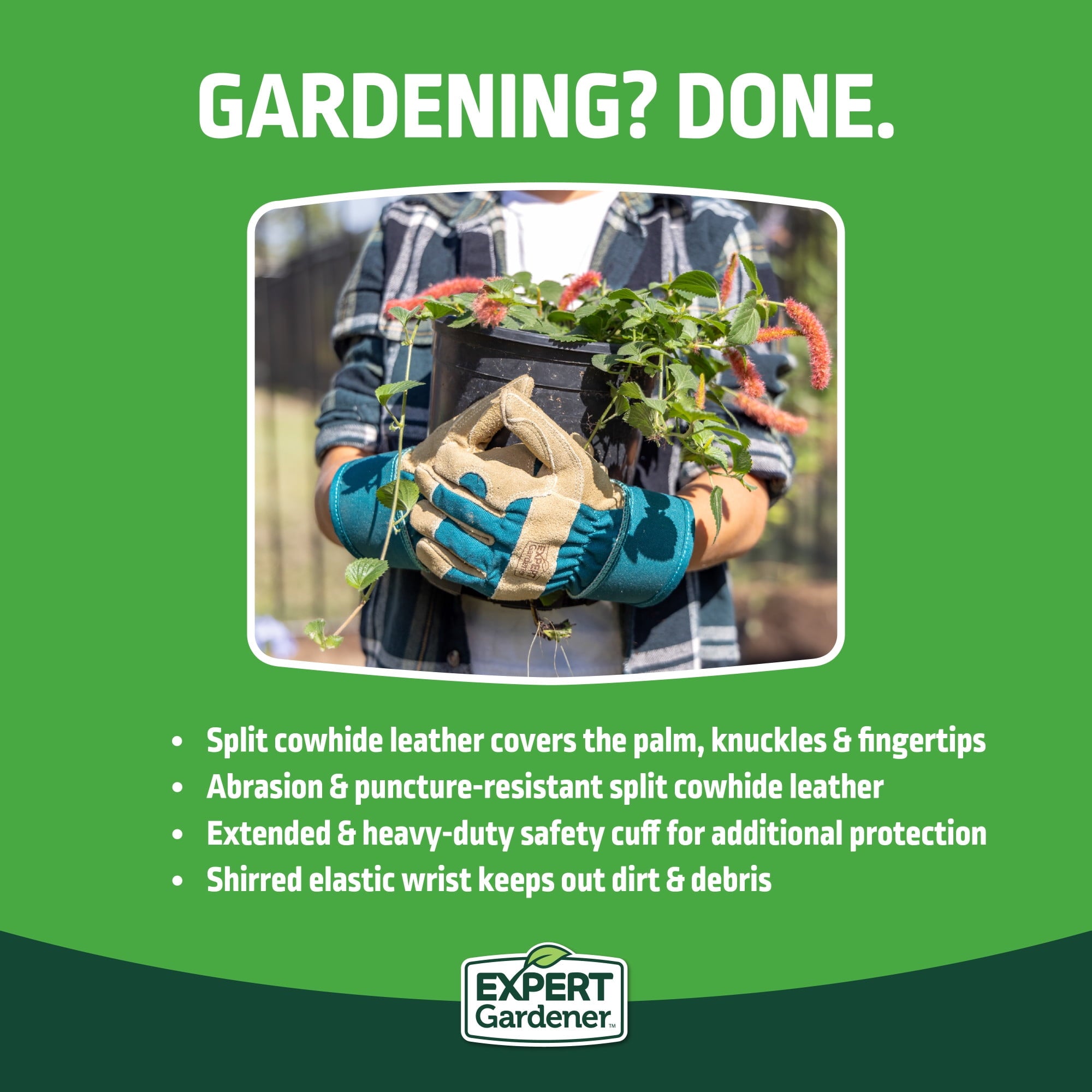 Expert Gardener Kids Leather Palm Gardening Gloves - Image 4