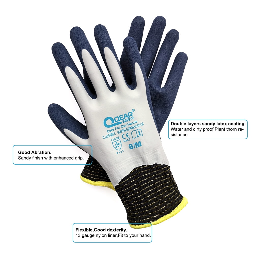 Gardening Work Glove, Latex Rubber Fully Coated, Knitted Liner, Flexible, Water/Mud Proof For Palm and Back, Anti-Sli... - Image 4