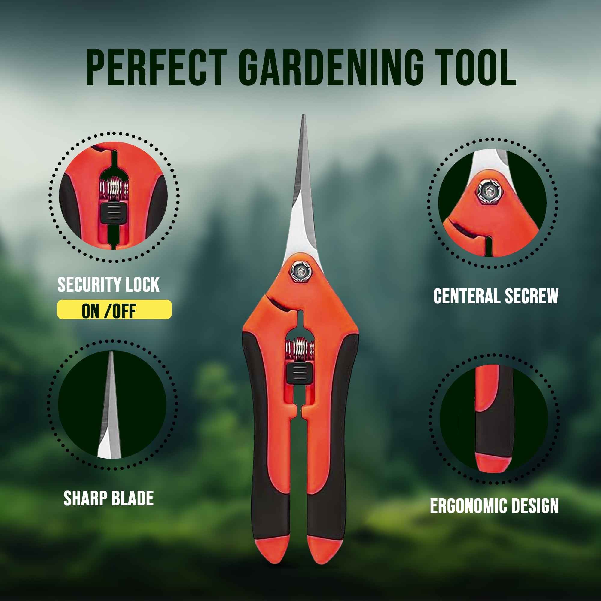 PortableOut Plant Pruning Shears, Stainless Steel Garden Pruner Scissors, Bypass Clippers (3 Pack) - Image 5