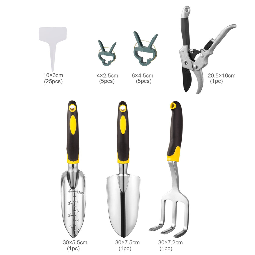 Garden Tools Set, 39 Pieces Aluminum Alloy Gardening Tools Kit Includes Pruner, Trowel, Transplanter, Plant Clips and... - Image 2