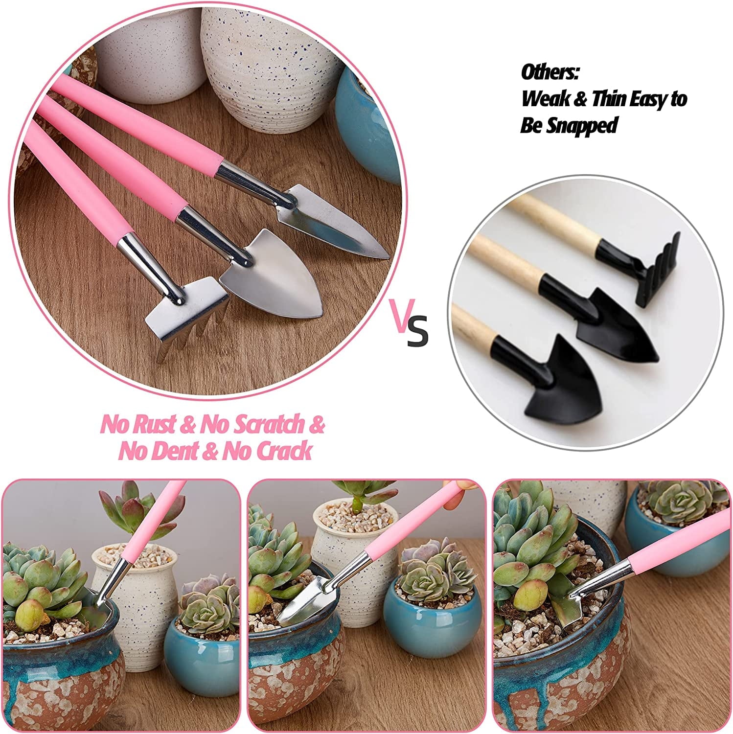 24 Pcs Succulent Tools Set with 20" x 20" Waterproof Potting Tarp Mat, Miniature Indoor Garden Hand Tool Kit for Tran... - Image 4