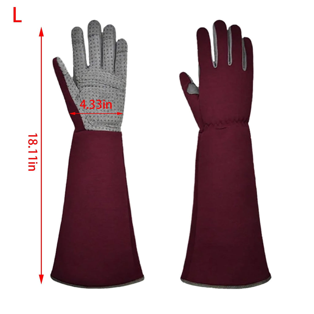 Wine Red Thorn-Resistant Gardening Gloves, Flexible Long-Sleeve Arm Protection with Grip Tech Palms - Heavy-Duty Yard... - Image 3