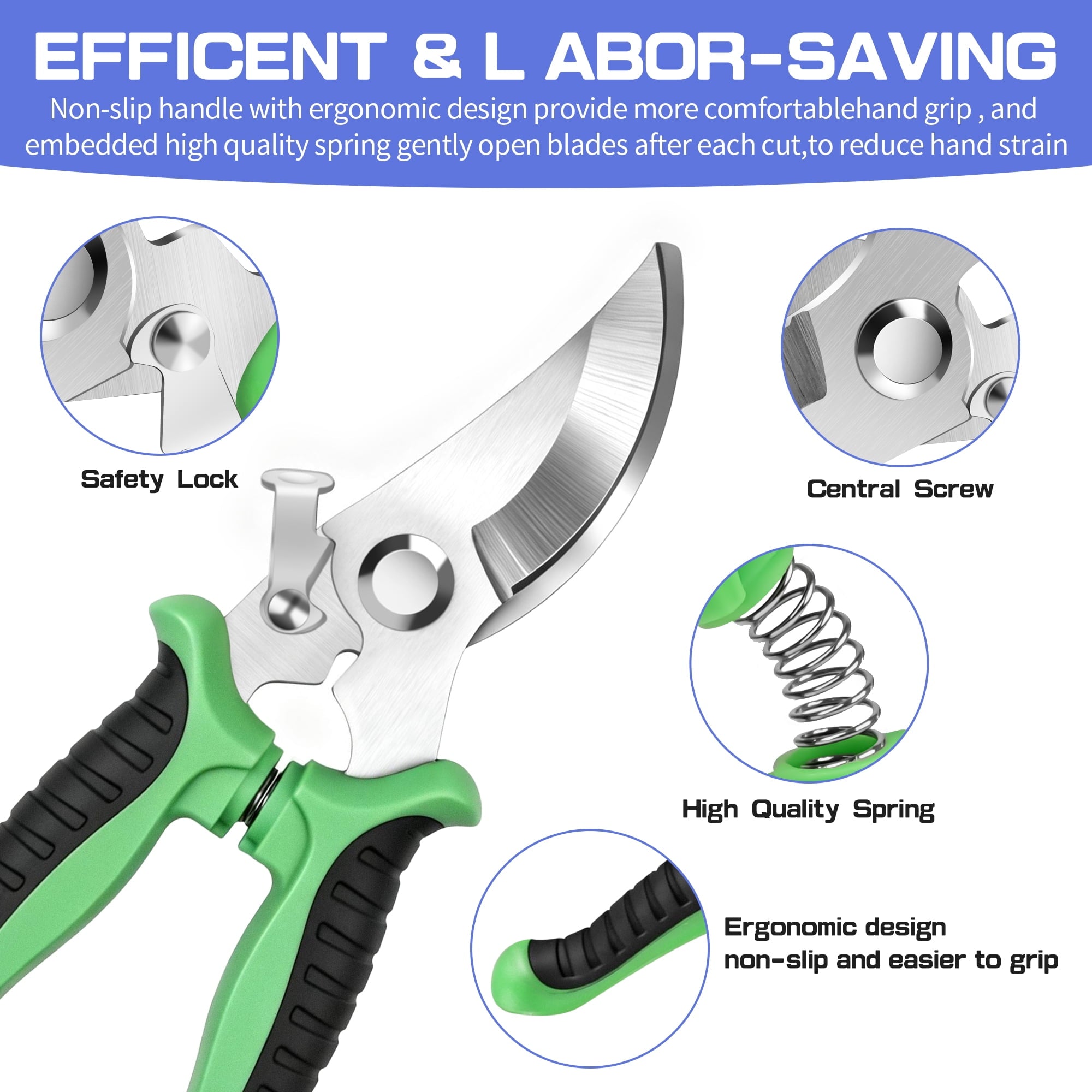 Pruning Shears for Gardening, 3 Pack Garden Shears, Clippers Handheld, Stainless Steel Garden Clippers, Pruning Snips... - Image 5