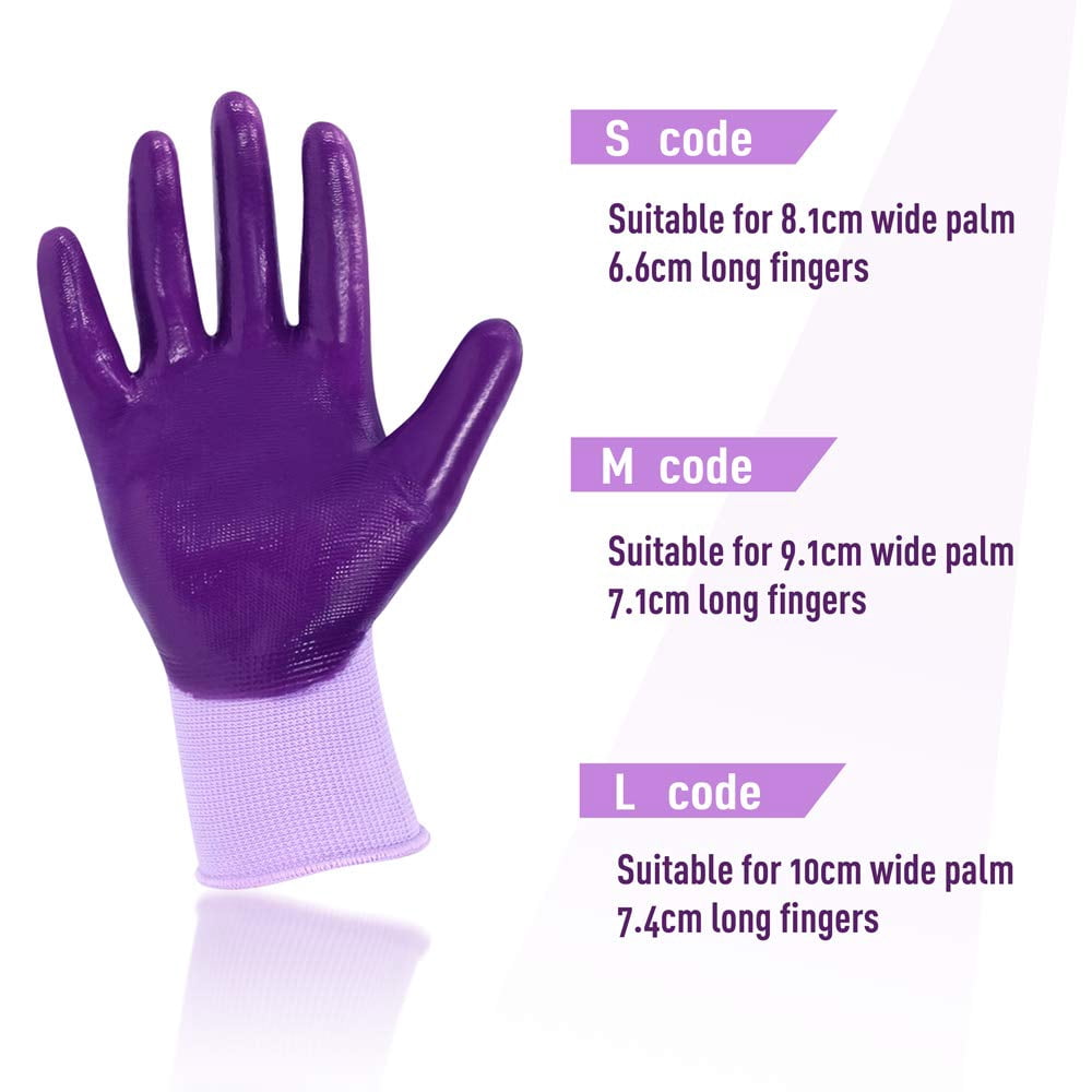 Colwelt Women Gardening Gloves , Garden Gloves with Non-Slip Dots, 4 Pairs Lemon Floral Gardening Gloves  for Yard, Medium Size - Image 3