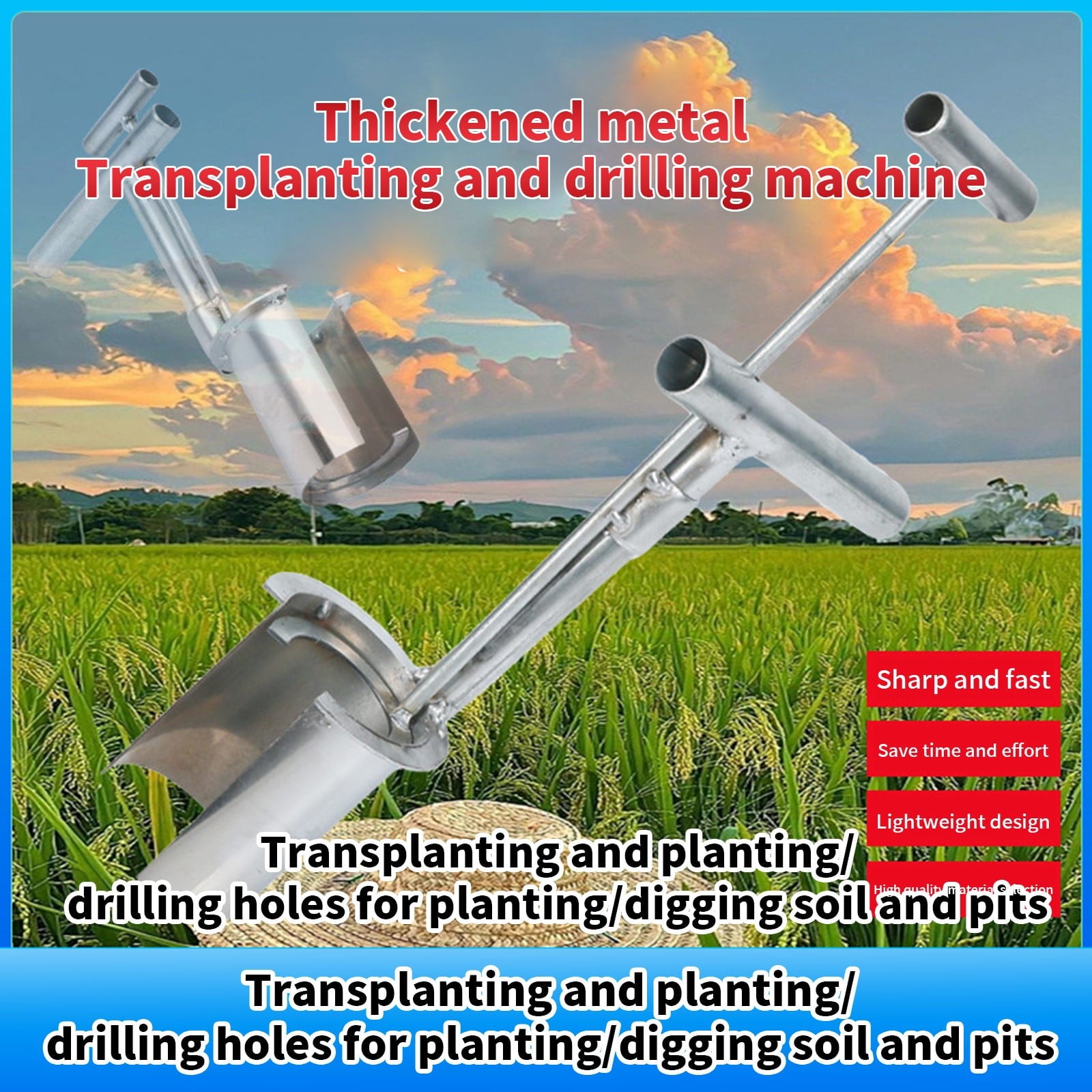 Side Port Seedling Transplanter, Fully Automatic Galvanized Steel Planting Tool for Corn, Fruit Trees & Garden Vegeta... - Image 5