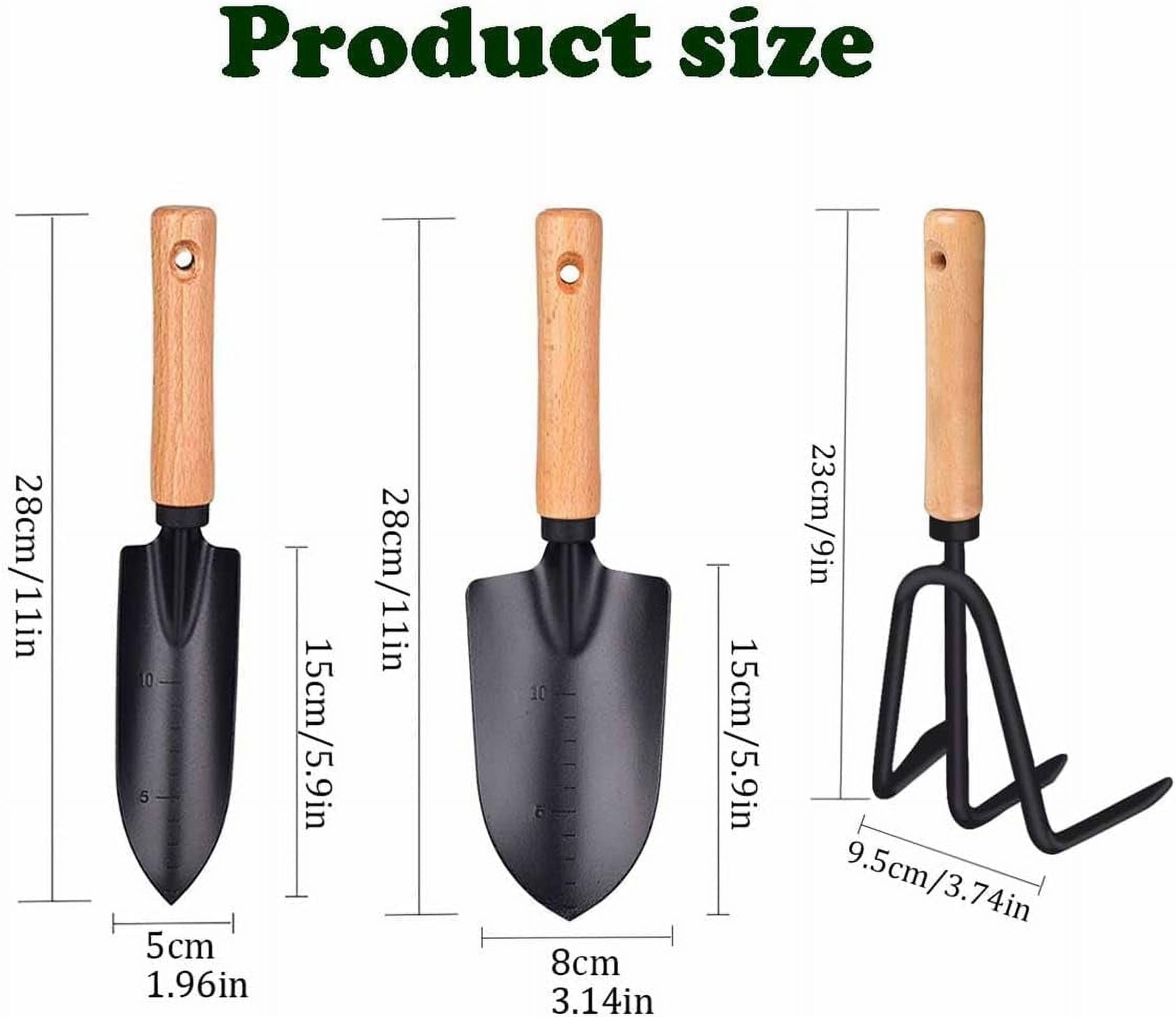 SUOWANG Conventional Garden Tools Minimalism Gardening Tool Set with Wood Handle, Succulent Plant Transplant Trowel, 3 Pieces Include 1 Narr - Image 3