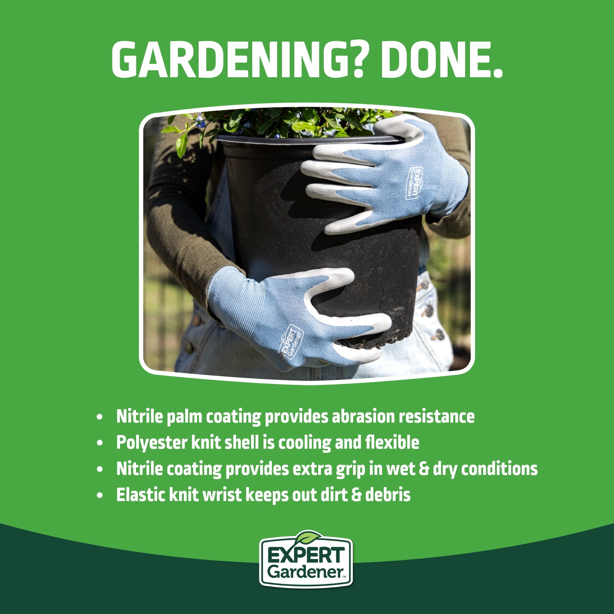 Womens Cooling Foam Nitrile Gardening Gloves, Size M - Image 5