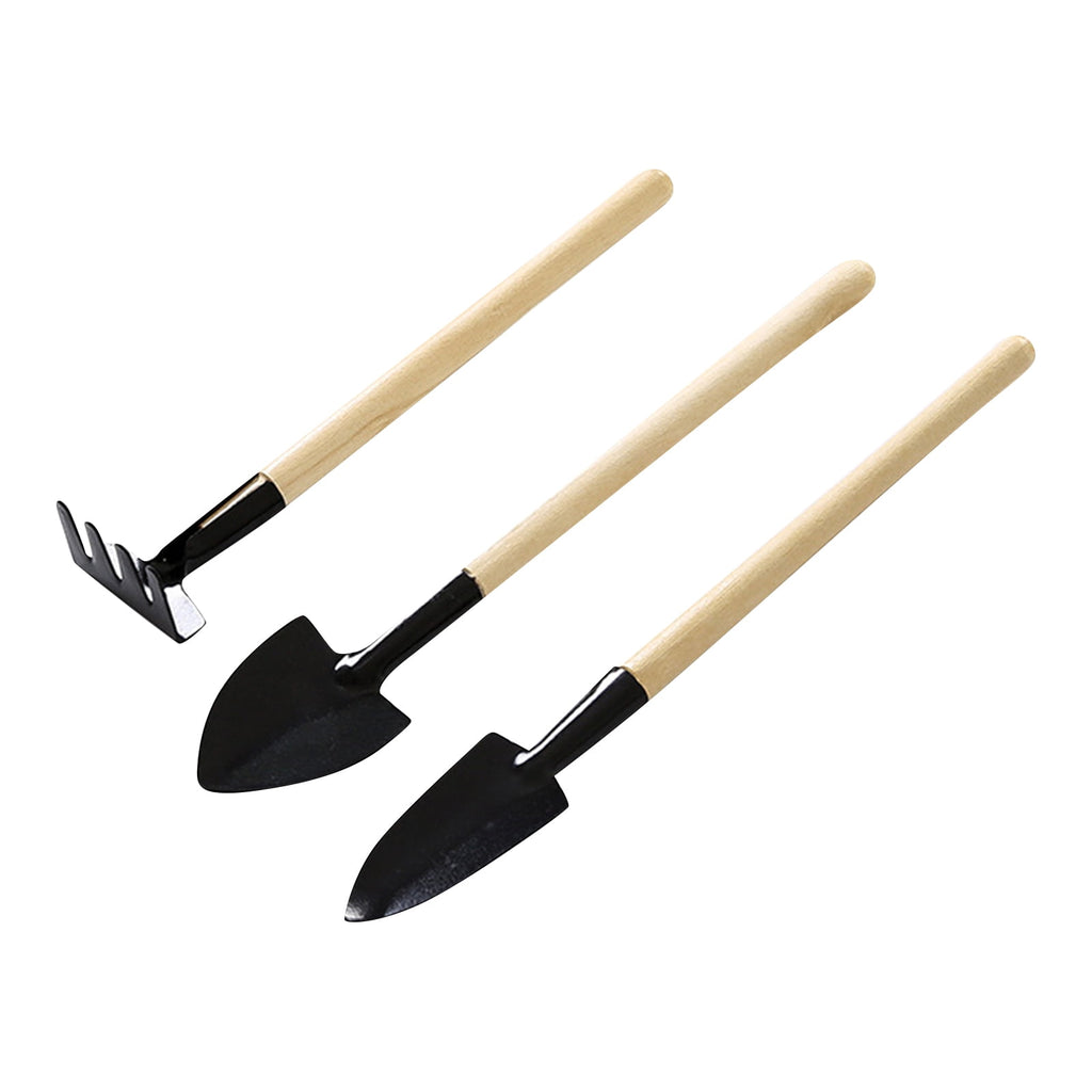 Mini Garden Tools - Indoor Plant Tools - 3 Piece Garden Tool Set Small Hand Tools for Gardening 6.8 Inch for Planting Flowers Black Size:S - Image 5