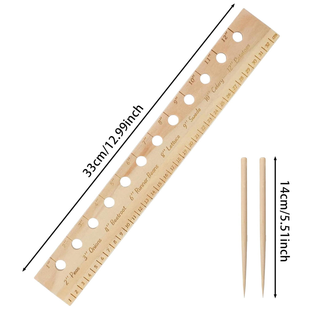 Spacer Tool Seeder Planting Ruler Wooden Seeding Spacing Ruler with Holes and Dibber for Gardens Yard - Image 6