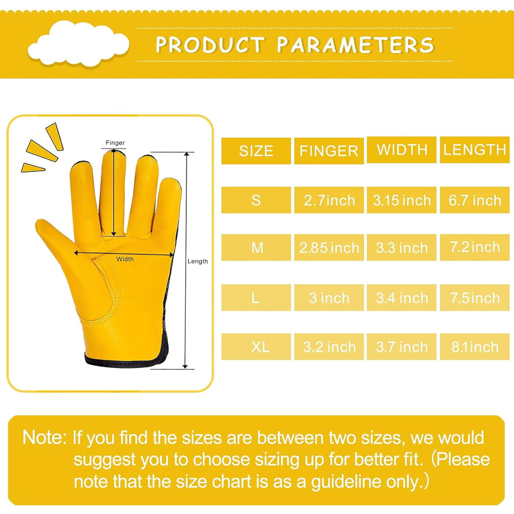 Kids Work Gloves, Genuine Leather Gardening Gloves for Children, Breathable Safety Gloves with Reflective Strips for ... - Image 4