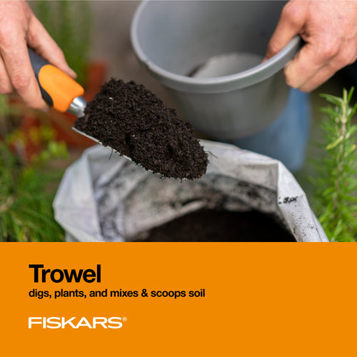 12.25" Cast Aluminum Head, Ergo Flower Bed Trowel, Includes Hang Hole, Black and Orange - Image 2