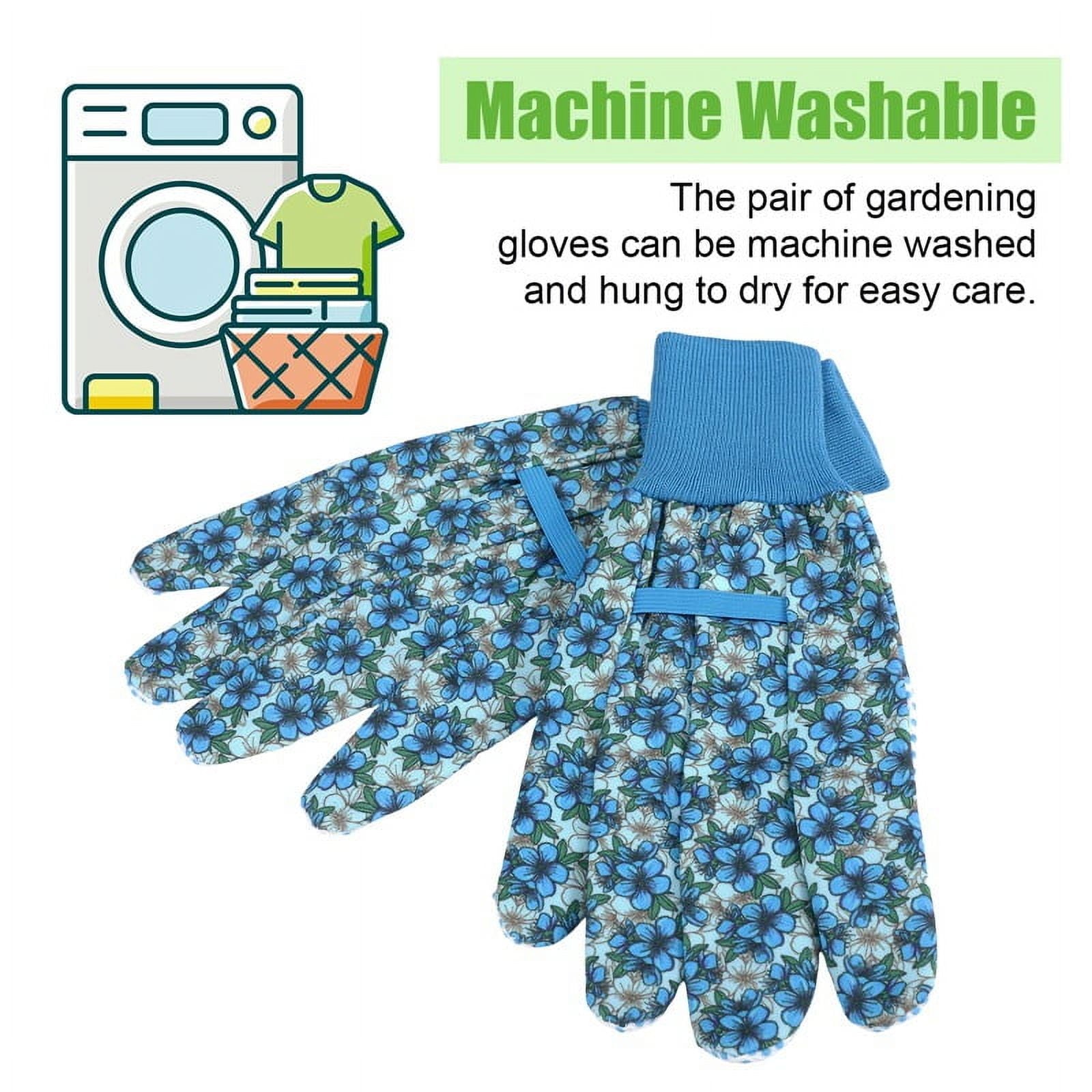 Floral Gardening Gloves, Soft Breathable Yard Work Gloves with Non-Slip PVC Dots, 4 Pairs - Image 4