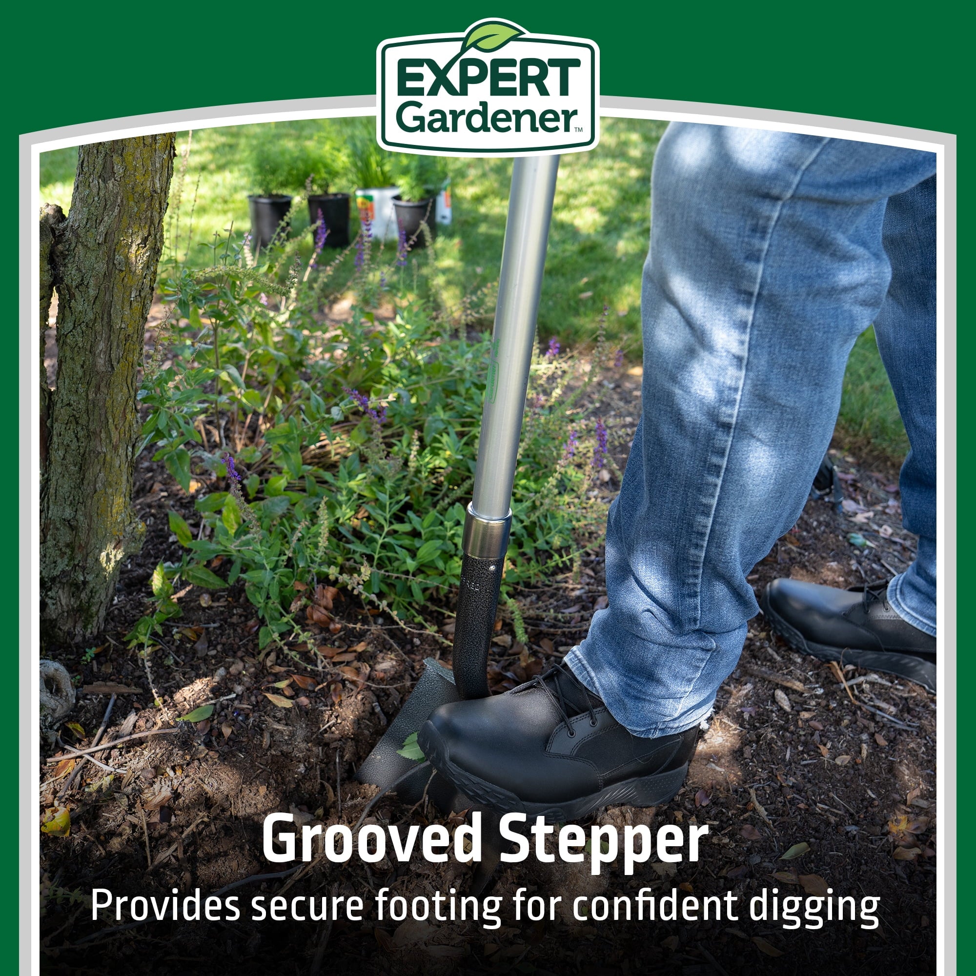 Expert Gardener Fiberglass Long Handle Digging Shovel with Comfort End Grip - Image 4
