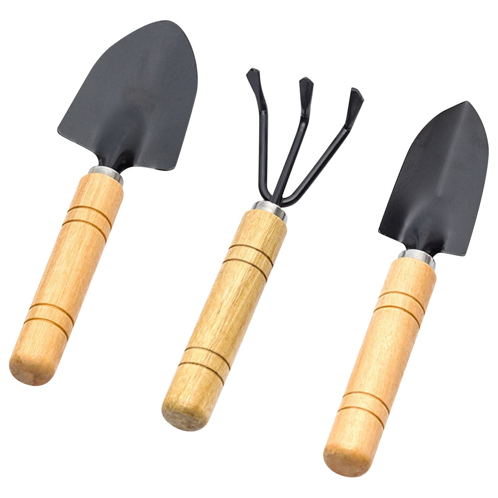 Mini Garden Tools - Indoor Plant Tools - 3 Piece Garden Tool Set Small Hand Tools for Gardening 6.8 Inch for Planting Flowers Black Size:S - Image 2