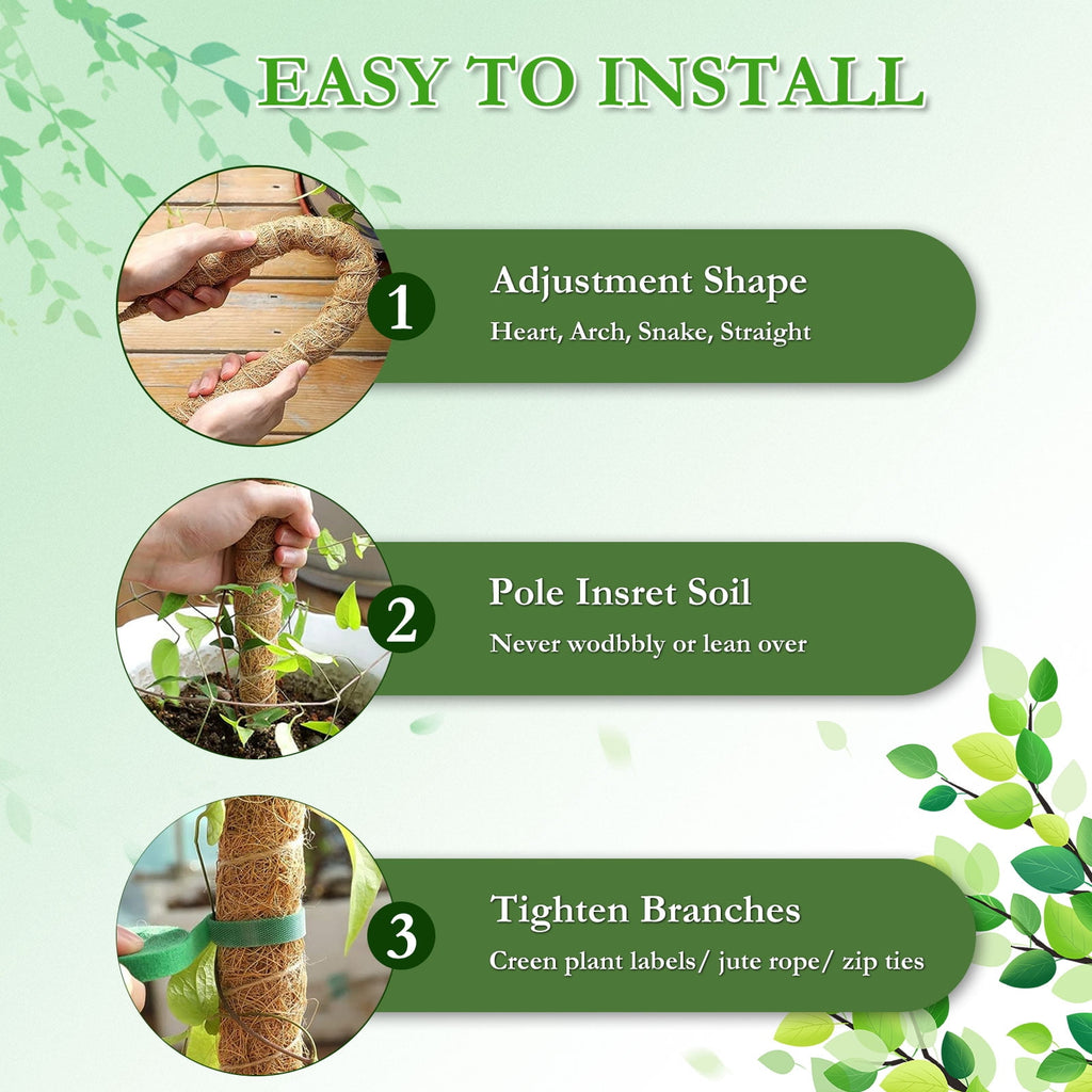 Oulastool 23.6-Inch Monstera Bendable Coco Coir Moss Stick Plant Support for Indoor Climbing Plants - Image 2
