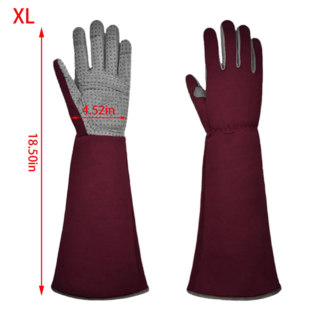 Wine Red Thorn-Resistant Gardening Gloves, Flexible Long-Sleeve Arm Protection with Grip Tech Palms - Heavy-Duty Yard... - Image 4