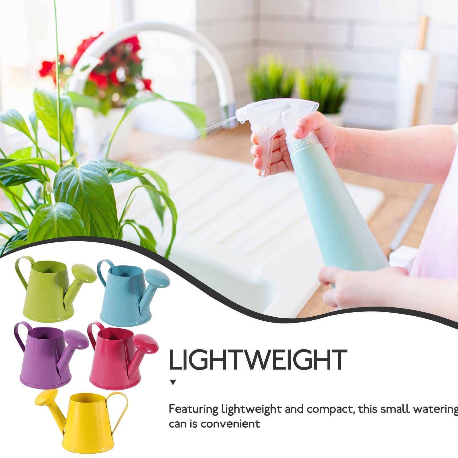 Mini Watering Can for Kids Gardening Made of Iron Sheet Assorted Color Realistic Model Compact Size - Image 3