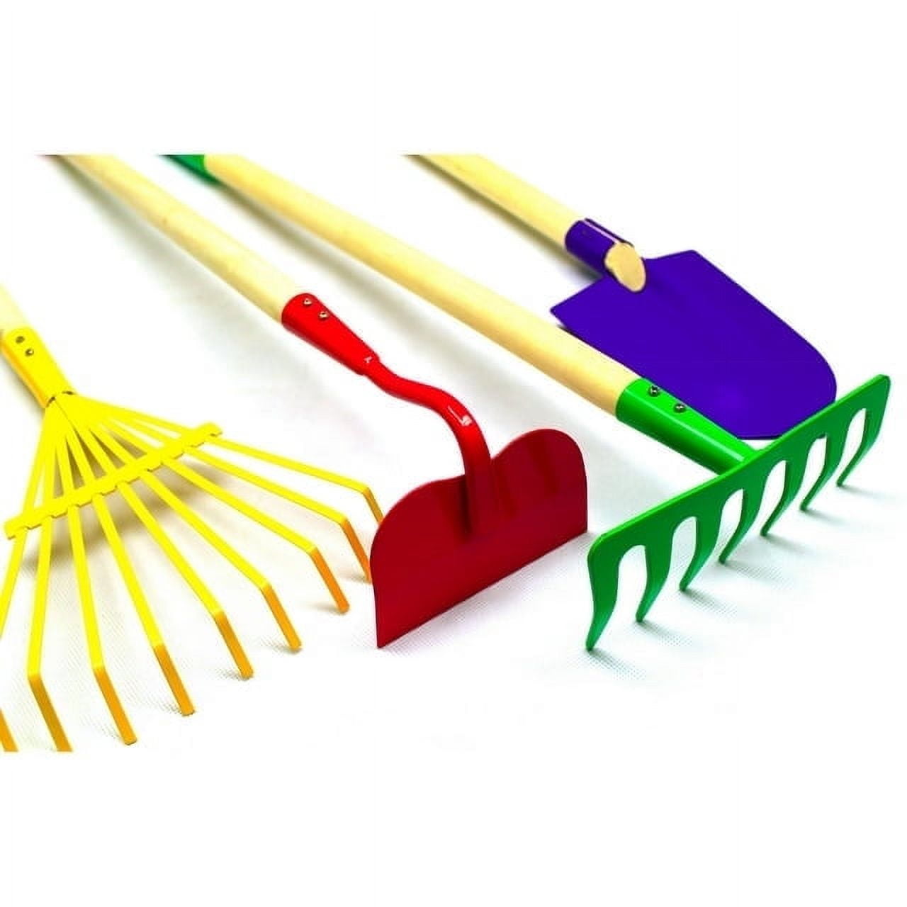 G & F JustForKids Kids Garden Tool Set Toy, Rake, Hoe & Leaf Rake Reduced Size, Metal Spade, 4-Piece - Image 3