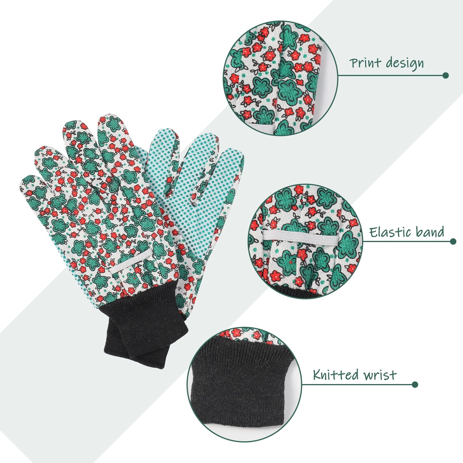 Hengguang 4 Pairs Gardening Gloves for Women, Floral Gardening Gloves for Ladies Women, Garden Gloves with Non-Slip Dots, Elastic Cuffs for - Image 2