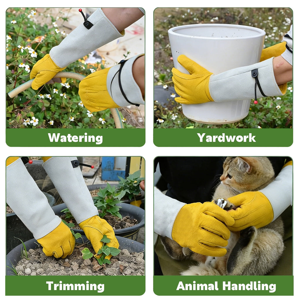 Long Gardening Gloves, Thorn Proof Rose Gardening Gloves for Men & Women | Long Sleeve Protective Leather Gloves for ... - Image 5