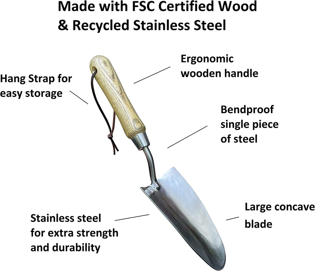 Super Strong Garden Trowel Hand Shovel, Stainless Steel, Rust Resistant, Ergonomic FSC Wood Handle, Perfect Garden Sh... - Image 5
