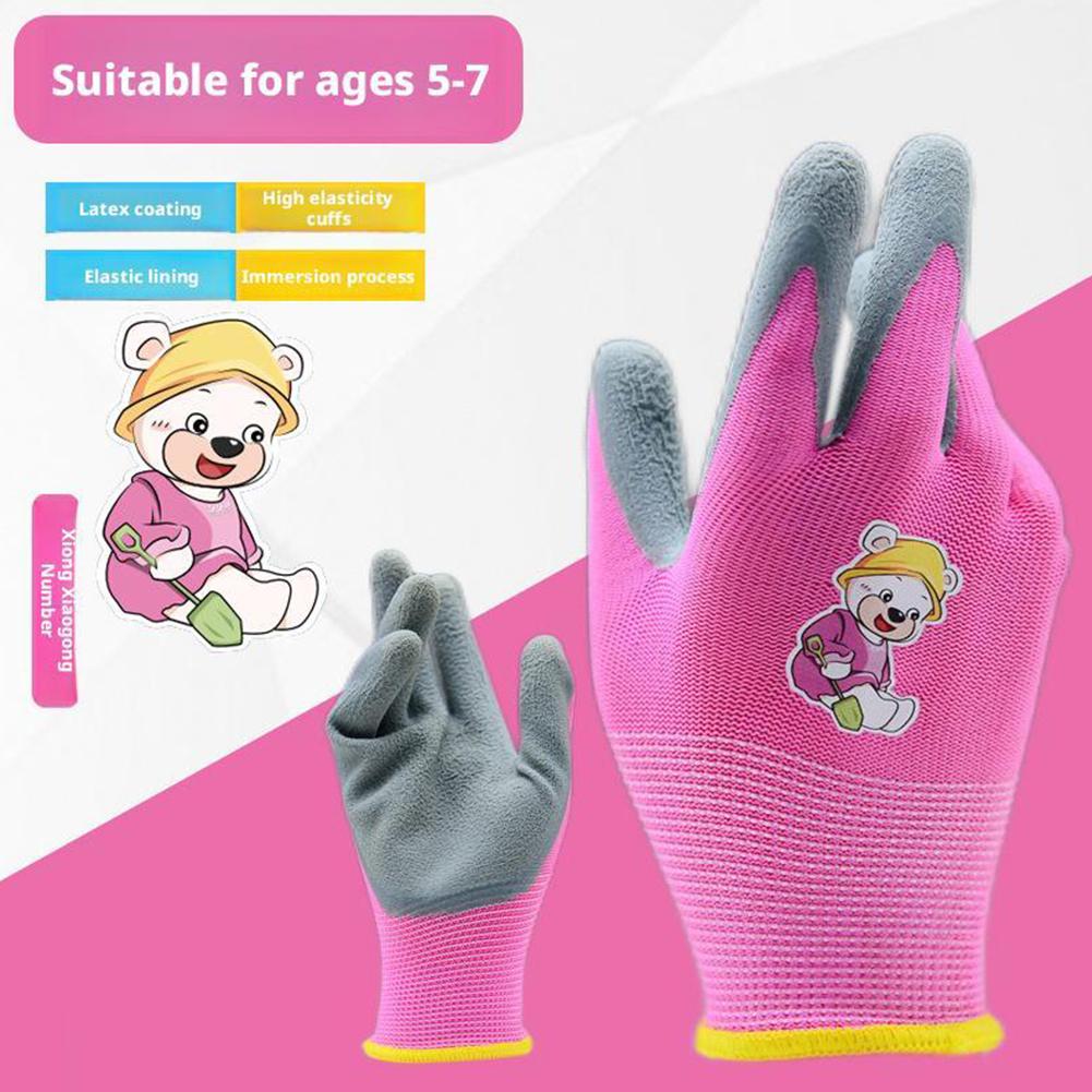 ❀1Pair Kids Gardening Gloves For Age 2-11 Childrens Gloves Cartoon Garden - Image 4