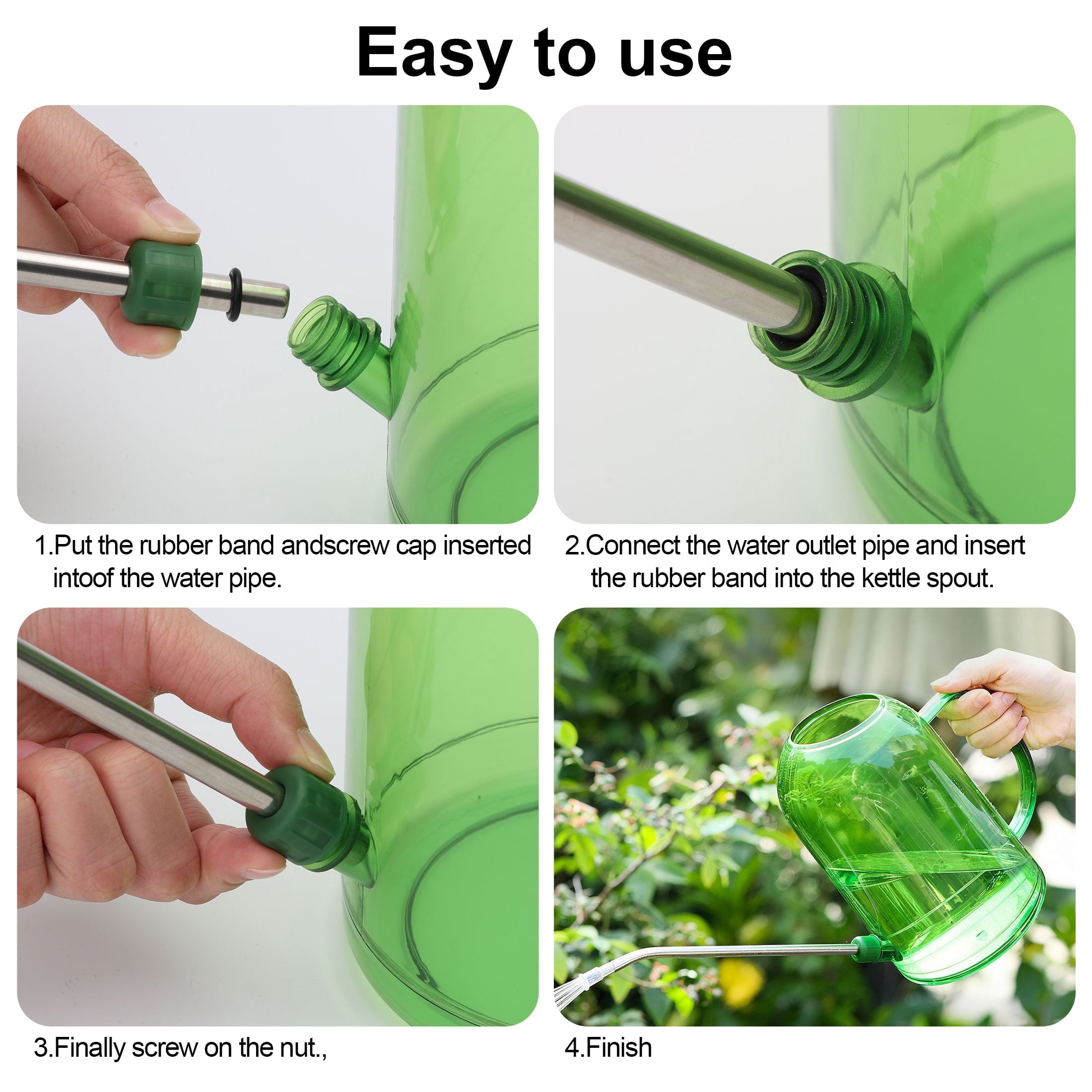 Plastic Watering Can, TSV Garden Plant Watering Can with Stainless Steel Long Spout, 2L/68oz Clear Measurement Markings Long Spout Watering - Image 5