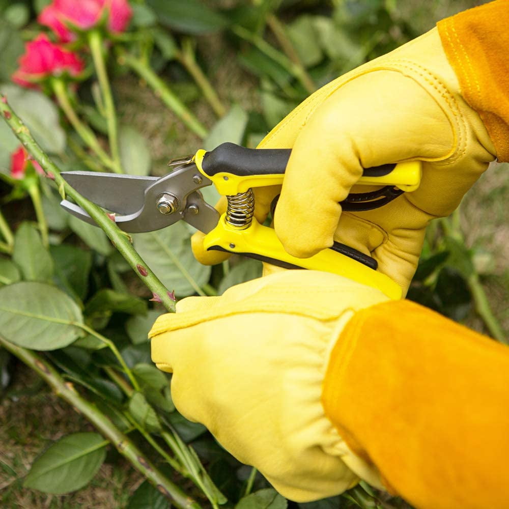 Long-Gardening-Gloves for Women/Men - Thorn Proof Cowhide Leather Rose/Blackberry Pruning Heavy Duty Gloves Thick Pal... - Image 2