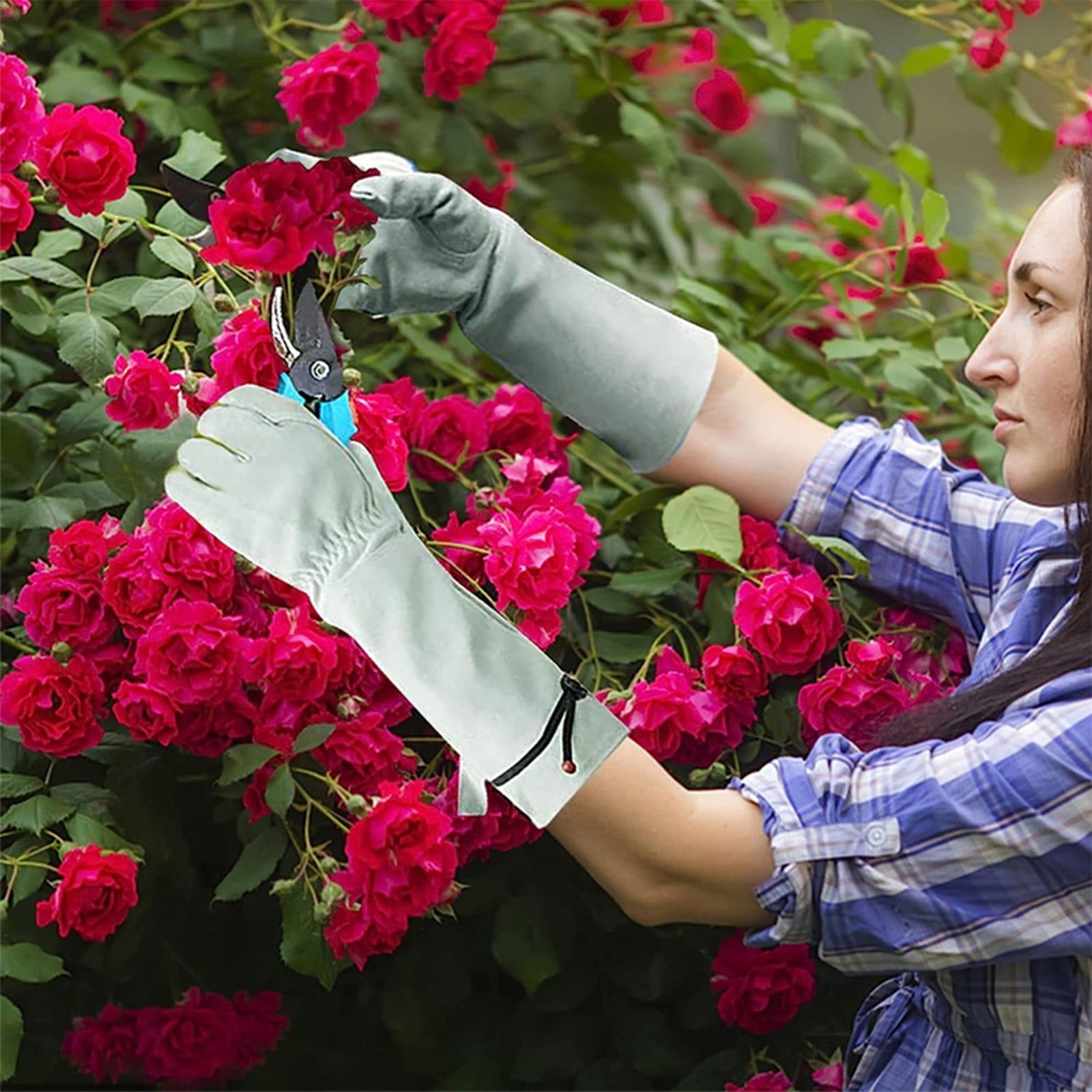 for Women & Men – Heavy Duty Cowhide Leather Garden Work with Sleeves, Adjustable Cuff & Thornproof Protection - Image 2