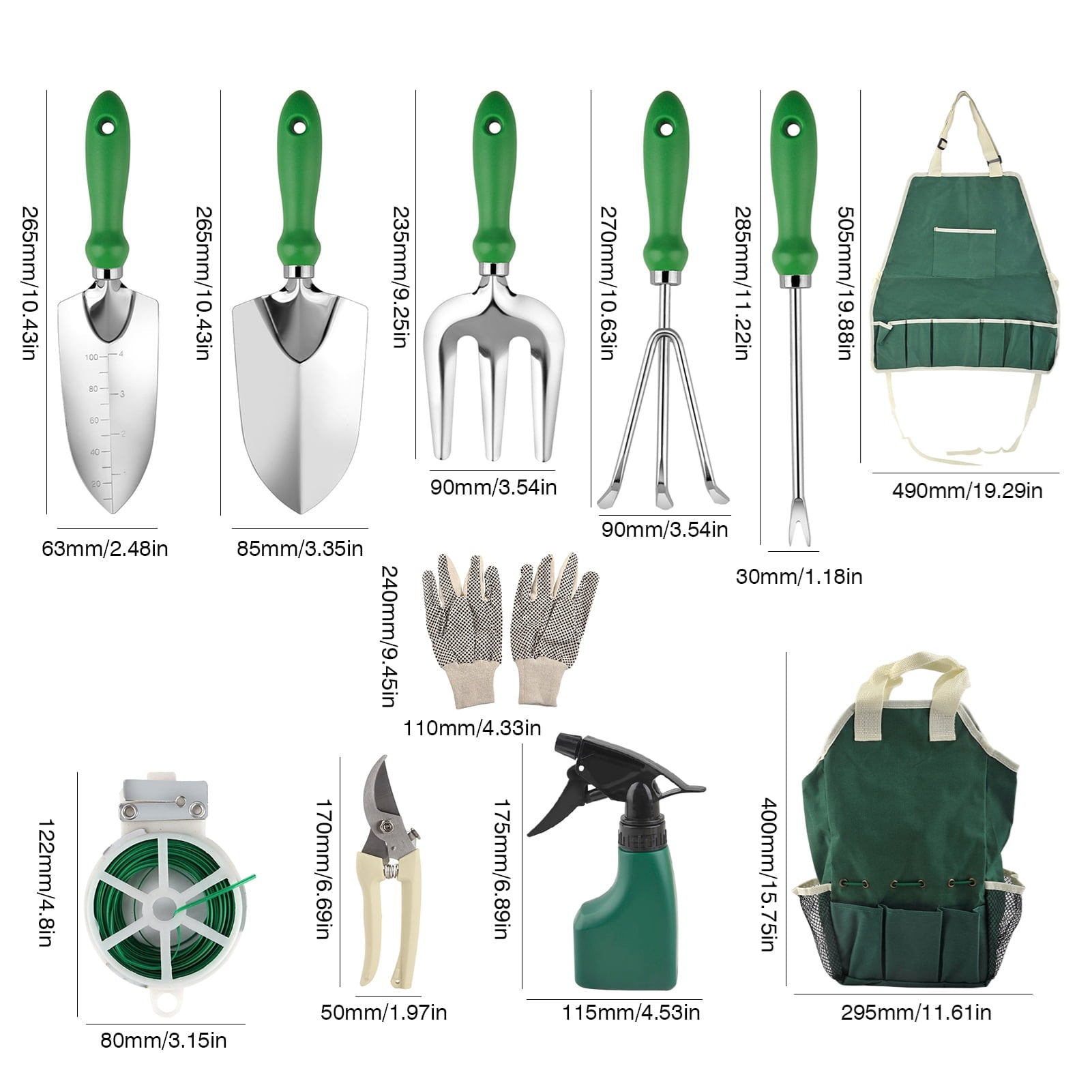 Garden Tool Set, 11 Piece Heavy Duty Gardening Hand Tools with Fashion and Durable Garden Tools Organizer Handbag,Rus... - Image 2
