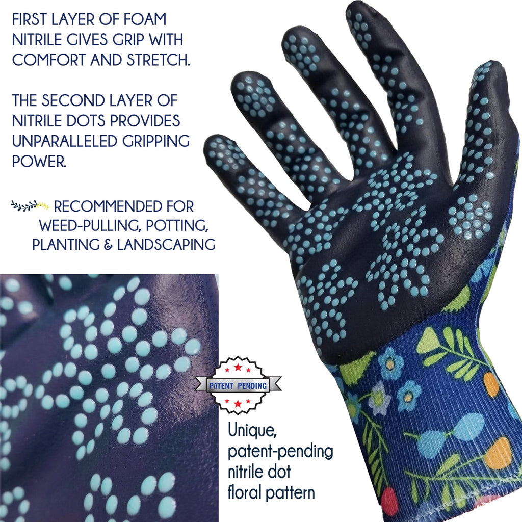 Ladies, 6 Pack of Max Grip Garden Gripping Gloves, Floral Pattern, Size SM - Image 6
