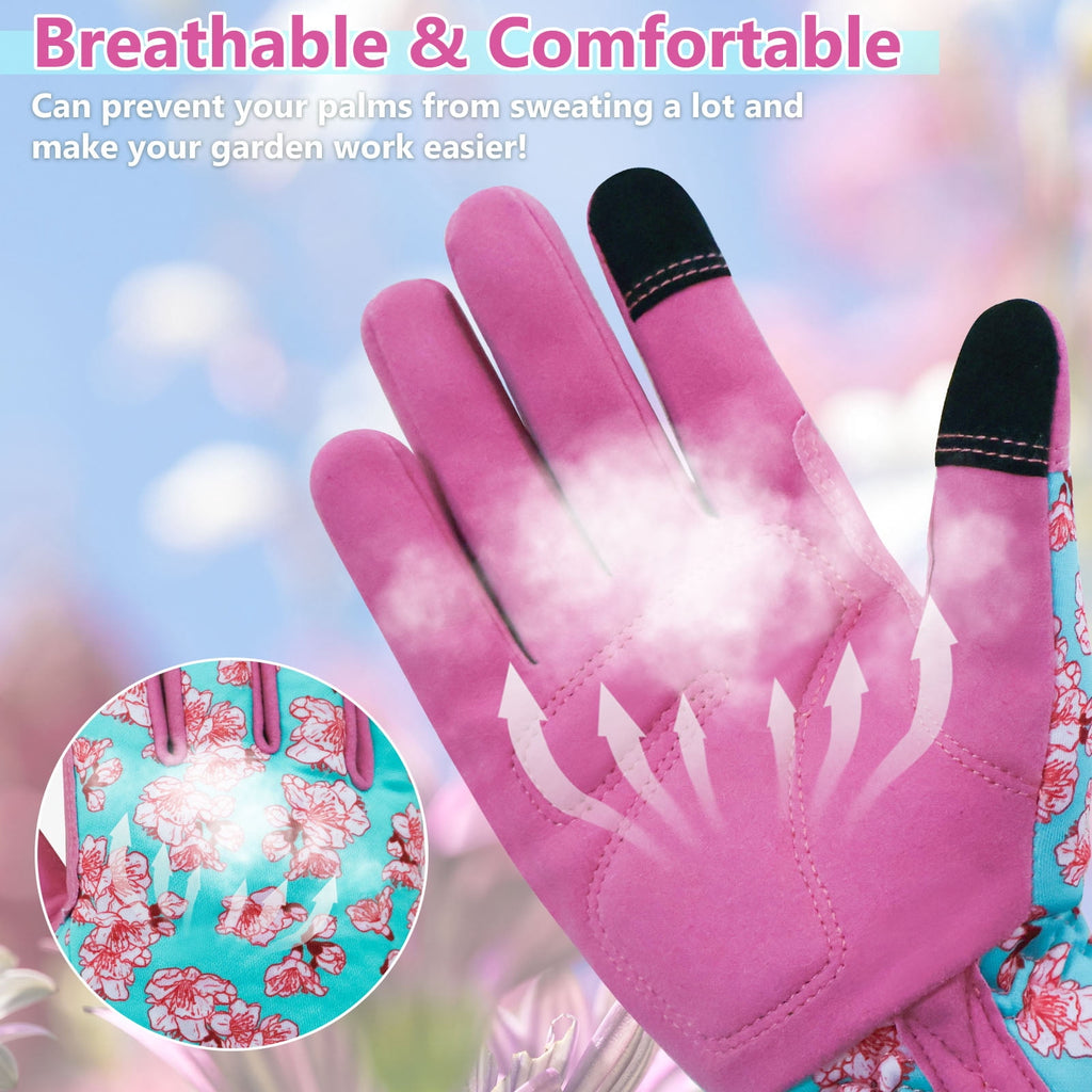 Leather-Gardening-Gloves for Women -Thorn-Proof Work-Gloves for Weeding, Digging, Planting,Pruning Yard garden Gloves - Image 4
