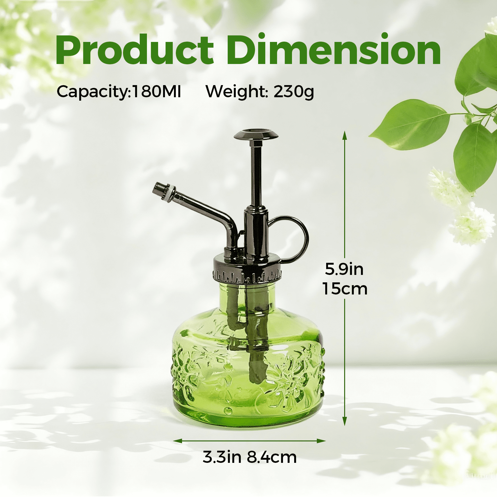 Vintage Glass Plant Mister, Pressure Pump Gardening Spray Bottle, Decorative Watering Can for Indoor Outdoor Plants, ... - Image 3