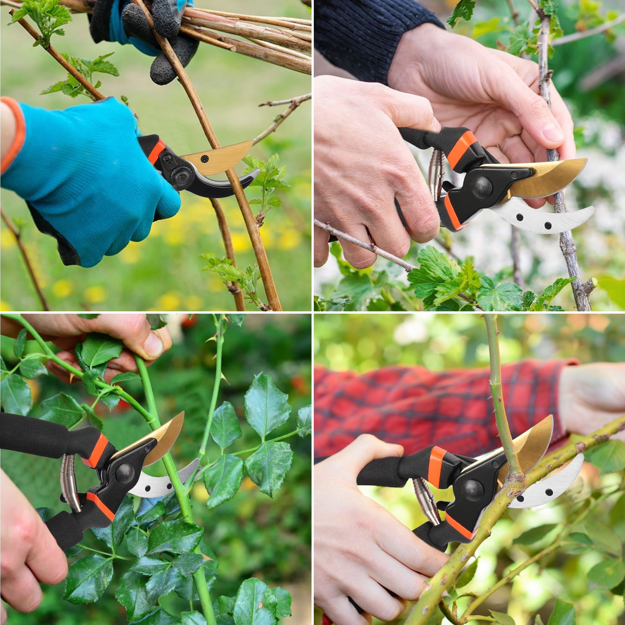 4 Pack Garden Pruning Shears,Stainless Steel Garden Shears,Tree Trimmers Secateurs,Garden Hand Tools Set,Multicolor - Image 5