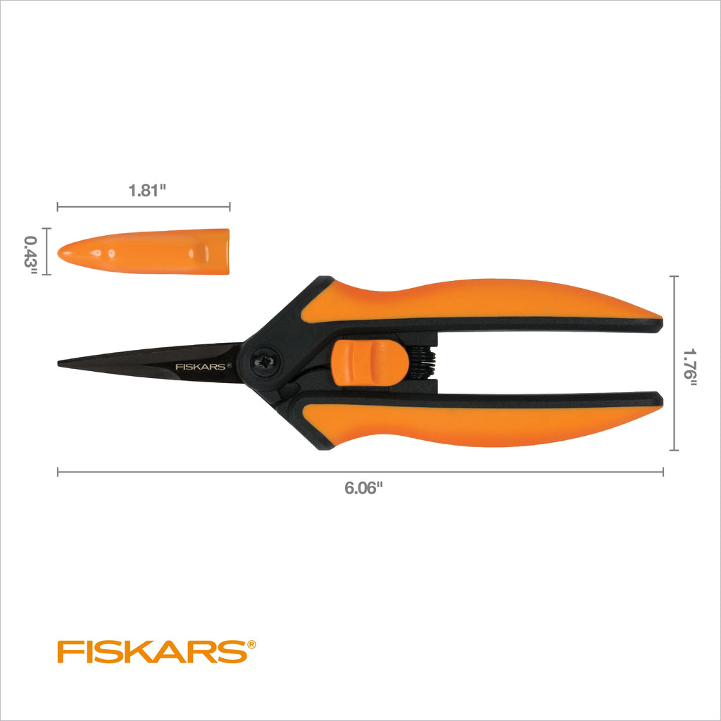 6" Micro-tip Garden Pruning Shears, Orange and Black - Image 4