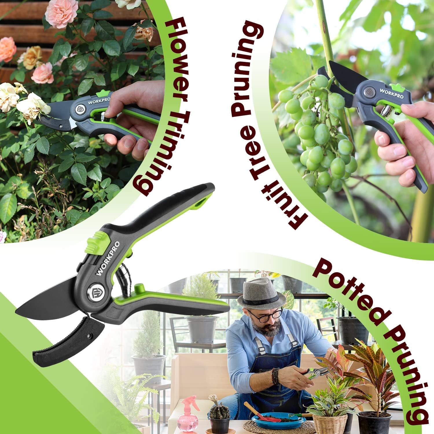 WORKPRO Anvil Pruning Shears, 8 Professional Gardening Hand Pruner with SK5 Steel Sharp Blades, Ideal Gardening Tool for Cutting and Trimmin - Image 5