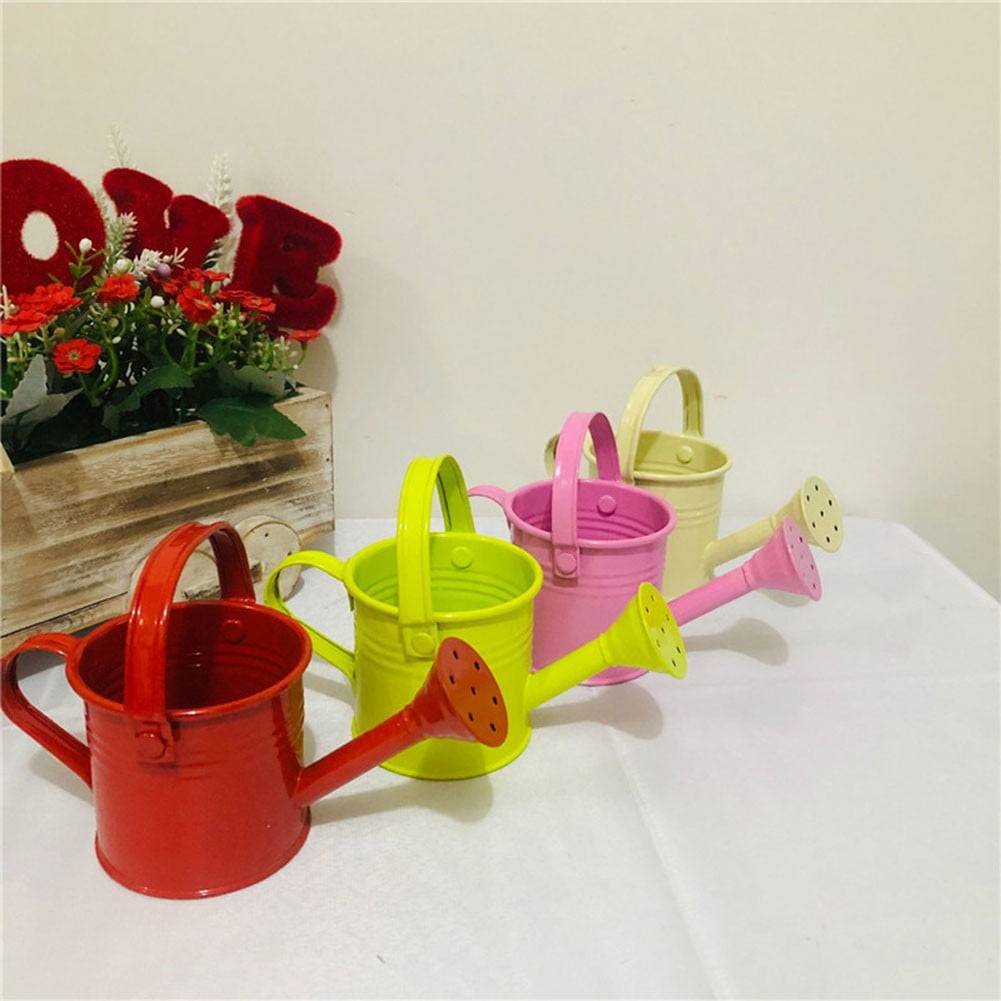 CHENGSI Garden Watering Can Metal Long Spout Sprinkler Pot Indoor Outdoor Plant Flower Kettle Sprayer 7cm Height 8cm Top Diameter Light Gree - Image 2