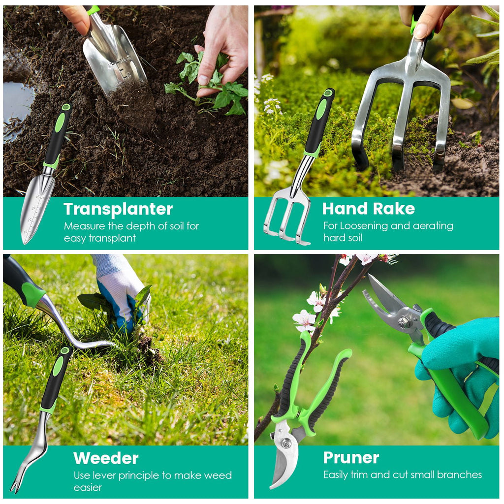 13Pcs Gardening Tool Set Heavy Duty Aluminum Alloy Garden Tool Set with Bag for Plant Gardening - Image 5