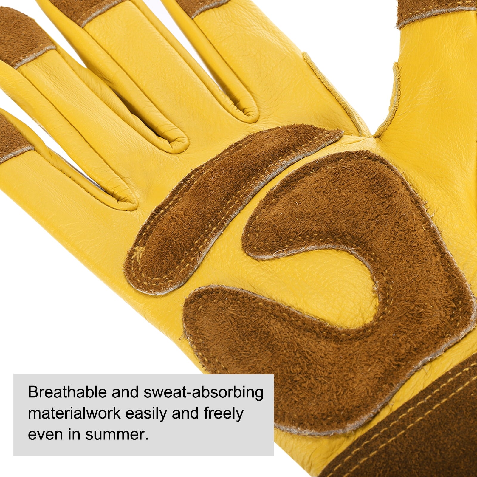 Long Gardening Glove, Cowhide Leather Rose Pruning Garden Glove Thorn Proof Yellow/Brown XL - Image 4