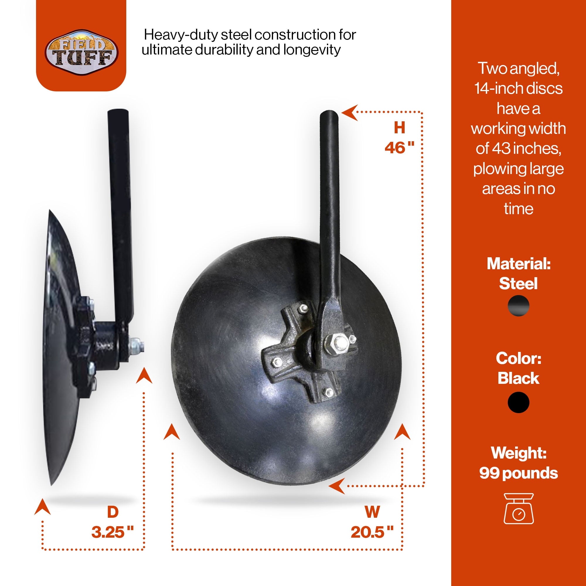 Field Tuff 43 Inch Disc Cultivator Garden Bedder Hiller For 3 Point Tractor - Image 2