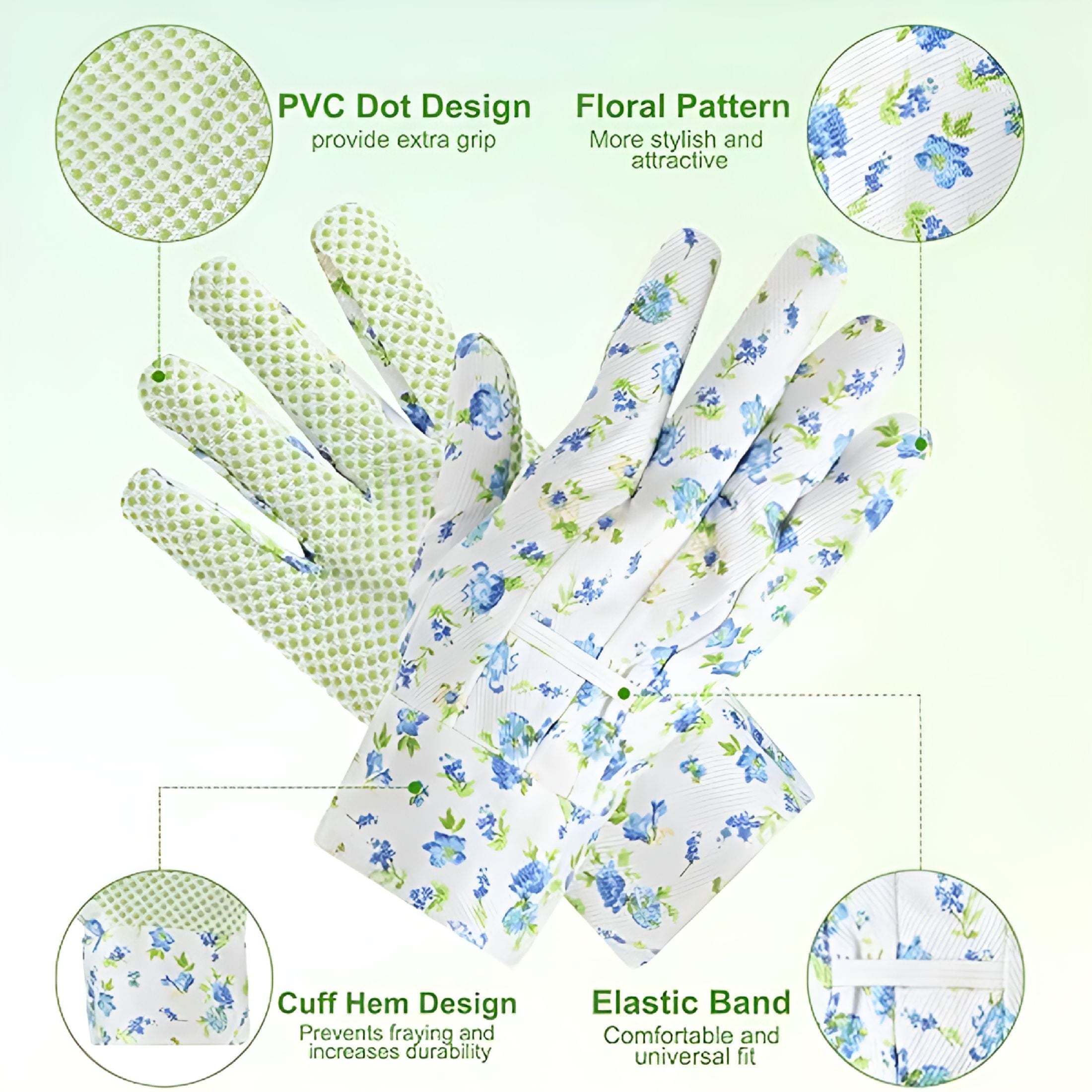 Floral Gardening Gloves for Women/Ladies,Non-Slip Grip Garden Work Gloves,Comfortable Thorn Proof Garden Gloves - Image 3