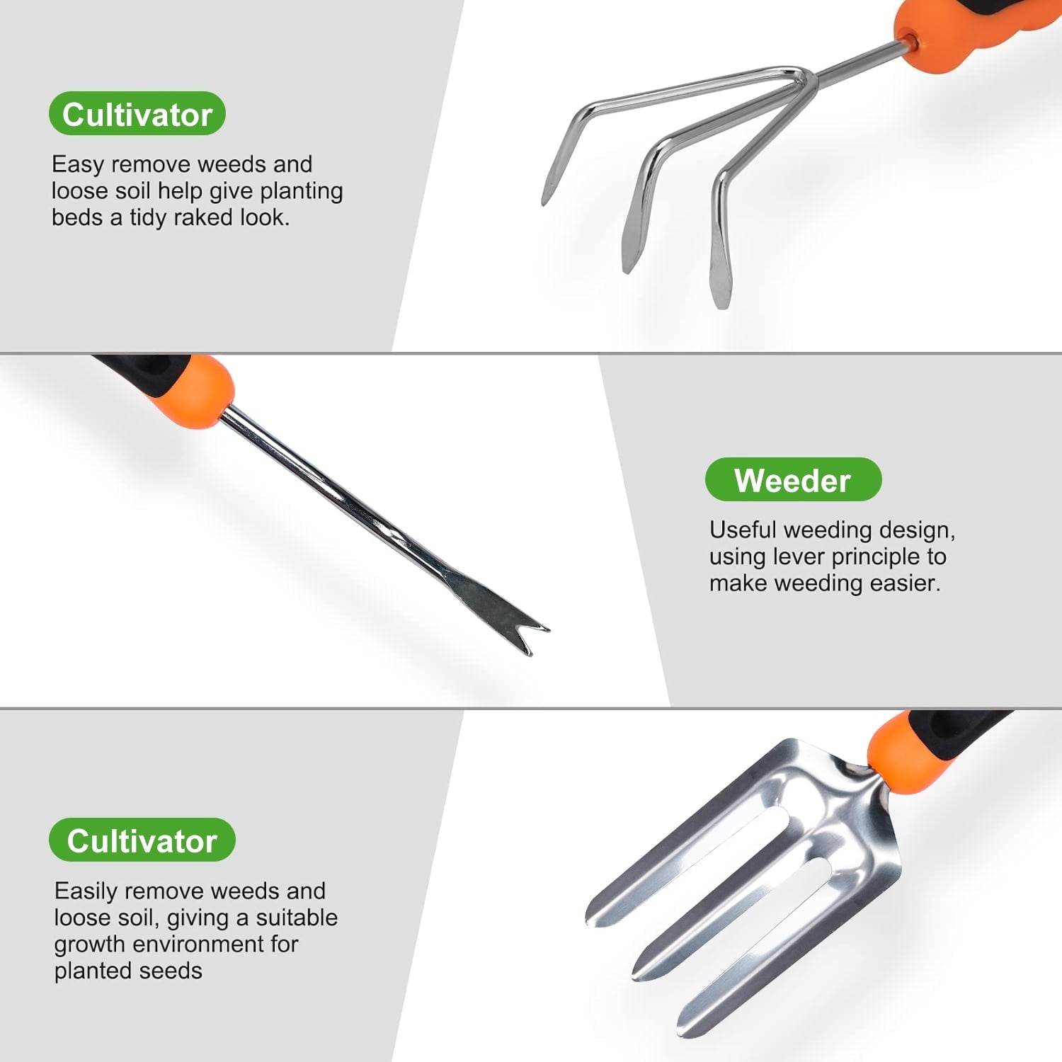 Garden Tool Set, Stainless Steel Heavy Duty Gardening Tool Set, with Non-Slip Rubber Grip, Storage Tote Bag, Outdoor ... - Image 4