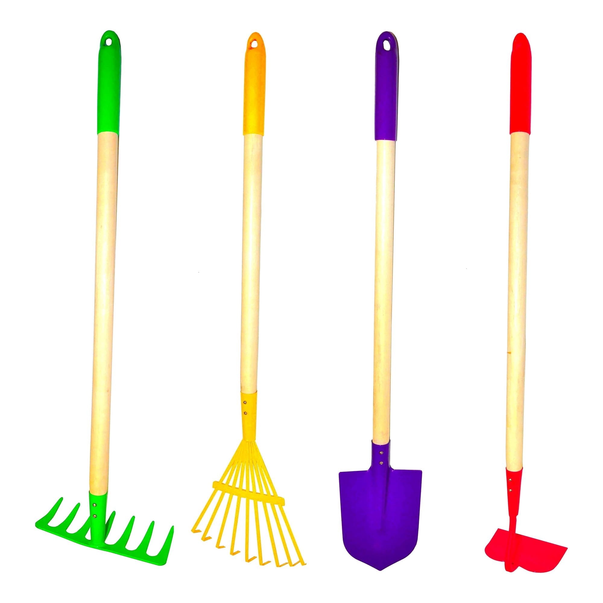 G & F JustForKids Kids Garden Tool Set Toy, Rake, Hoe & Leaf Rake Reduced Size, Metal Spade, 4-Piece - Image 2