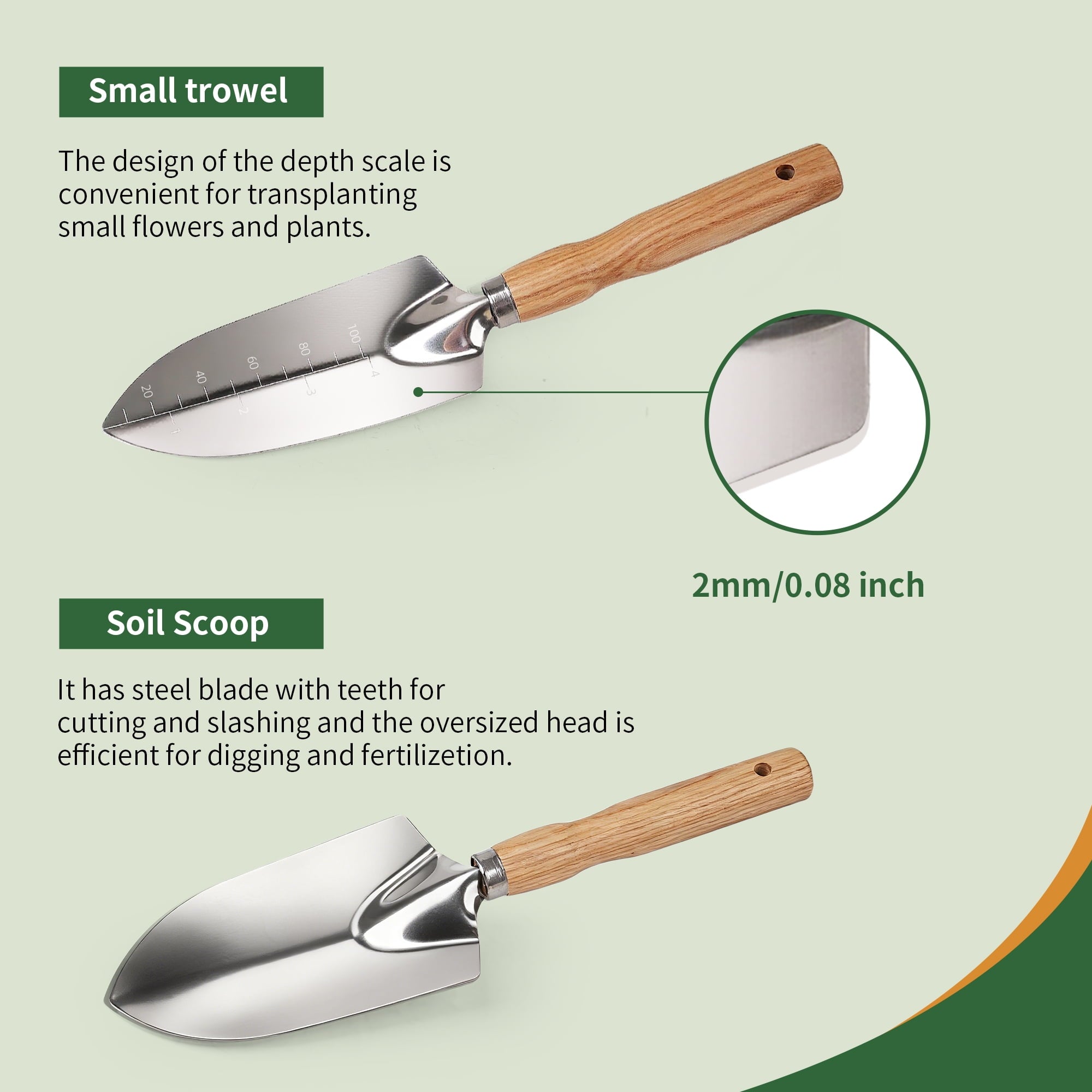 5 Piece Garden Tool Set, Stainless Steel Gardening Tools with Anti-Slip Handles,Outdoor Hand Tools,Perfect for Planti... - Image 5