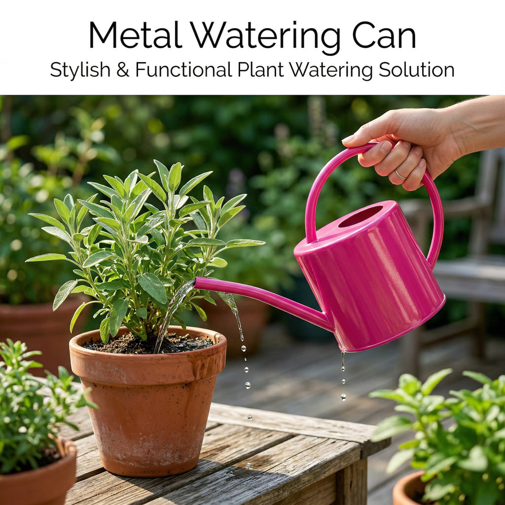 Metal Watering Can 1.5L. Modern Style Watering Pot with Handle and Long Spout, Rose - Image 3